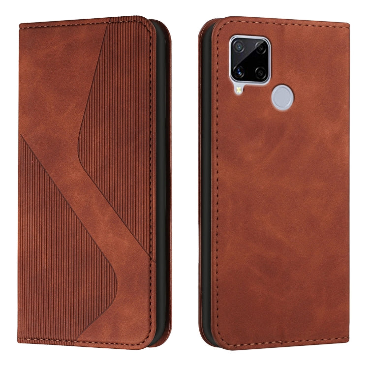 For OPPO Realme C15 Skin Feel Magnetic S-type Solid Color Horizontal Flip Leather Case with Holder & Card Slot & Wallet