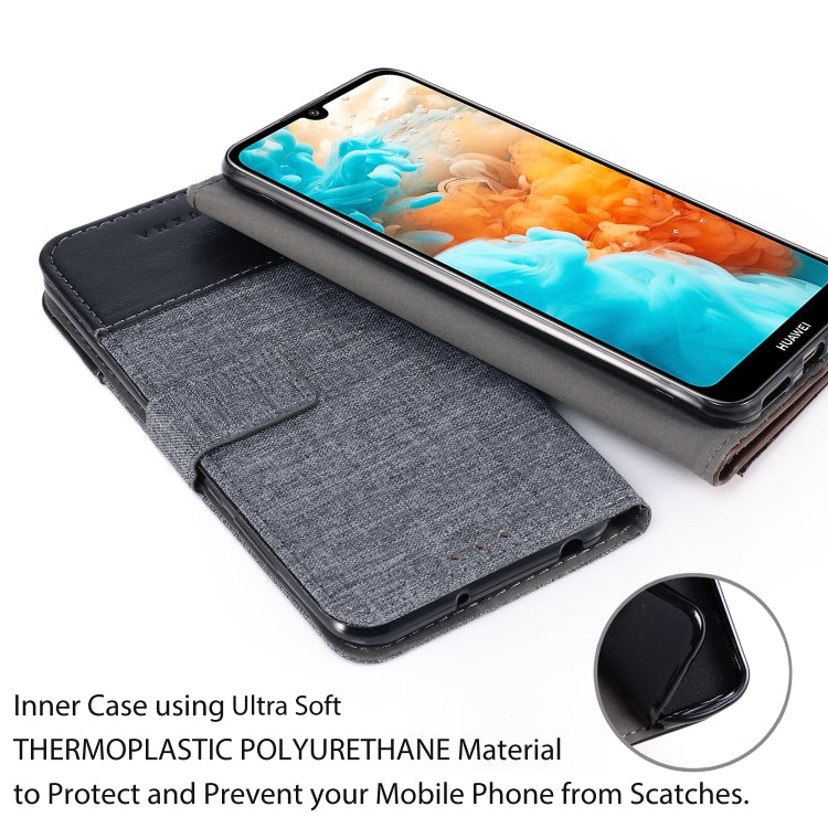 For Huawei Y6 Pro (2019) MUXMA MX102 Horizontal Flip Canvas Leather Case with Stand & Card Slot & Wallet Function