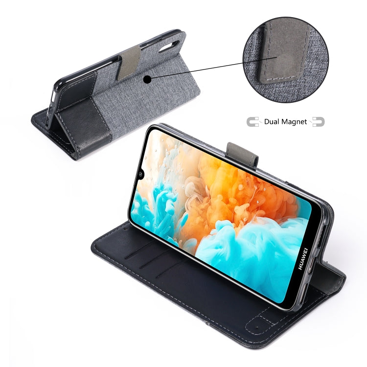 For Huawei Y6 Pro (2019) MUXMA MX102 Horizontal Flip Canvas Leather Case with Stand & Card Slot & Wallet Function