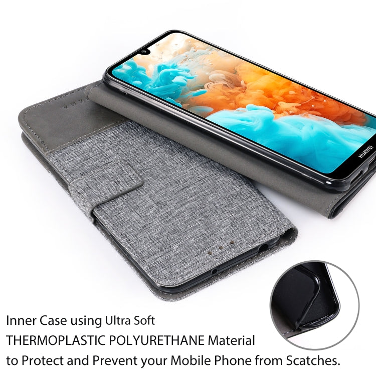 For Huawei Y6 Pro (2019) MUXMA MX102 Horizontal Flip Canvas Leather Case with Stand & Card Slot & Wallet Function