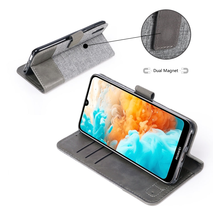 For Huawei Y6 Pro (2019) MUXMA MX102 Horizontal Flip Canvas Leather Case with Stand & Card Slot & Wallet Function