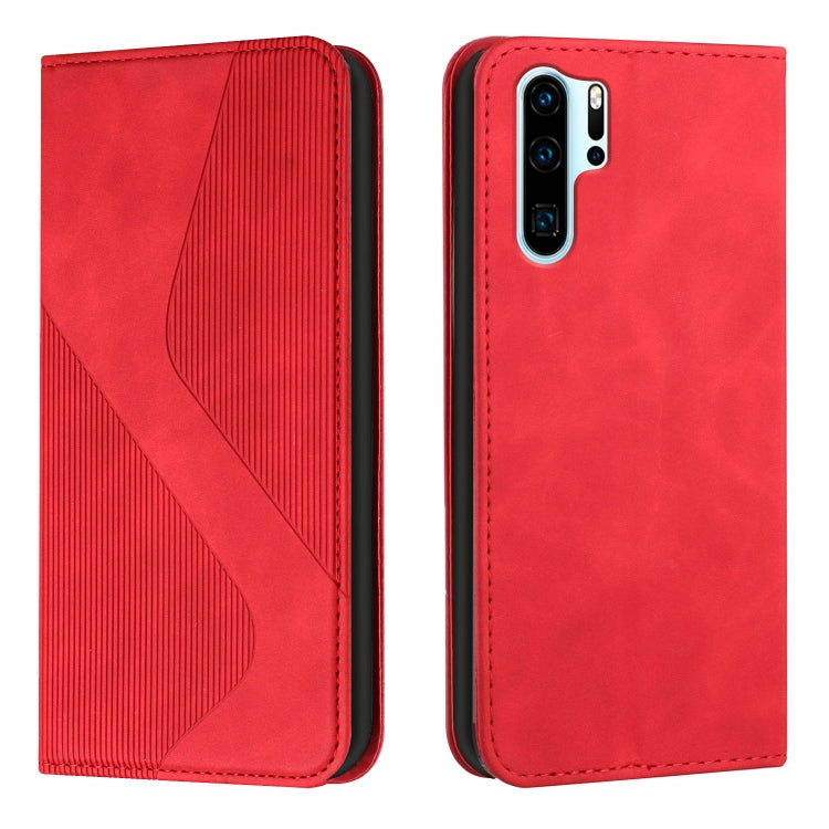 For Huawei P30 Pro Skin Feel Magnetic S-type Solid Color Horizontal Flip Leather Case with Holder & Card Slot & Wallet