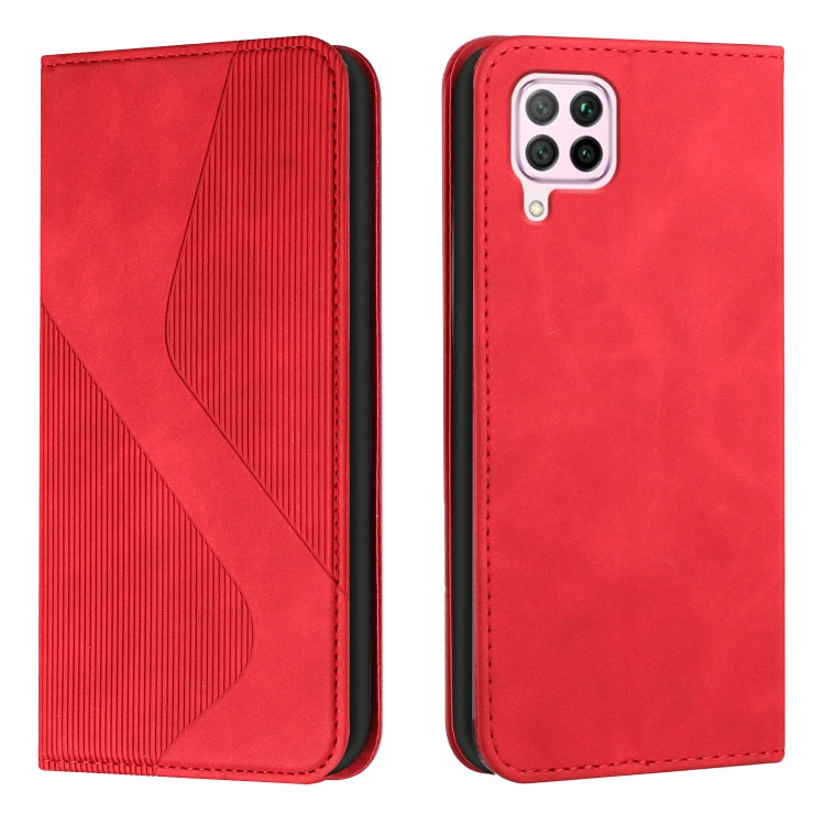For Huawei P40 lite Skin Feel Magnetic S-type Solid Color Horizontal Flip Leather Case with Holder & Card Slot & Wallet