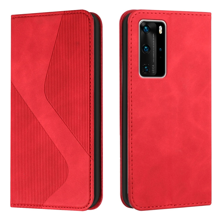 For Huawei P40 Pro Skin Feel Magnetic S-type Solid Color Horizontal Flip Leather Case with Holder & Card Slot & Wallet