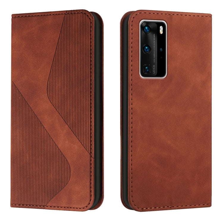 For Huawei P40 Pro Skin Feel Magnetic S-type Solid Color Horizontal Flip Leather Case with Holder & Card Slot & Wallet