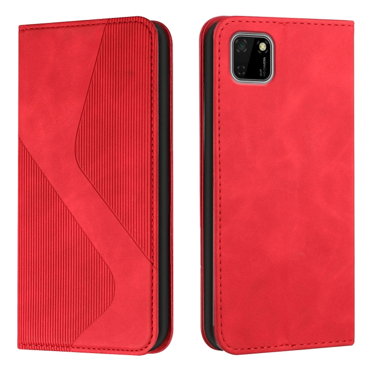 For Huawei Y5p Skin Feel Magnetic S-type Solid Color Horizontal Flip Leather Case with Holder & Card Slot & Wallet