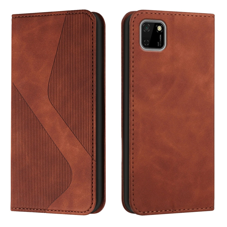 For Huawei Y5p Skin Feel Magnetic S-type Solid Color Horizontal Flip Leather Case with Holder & Card Slot & Wallet