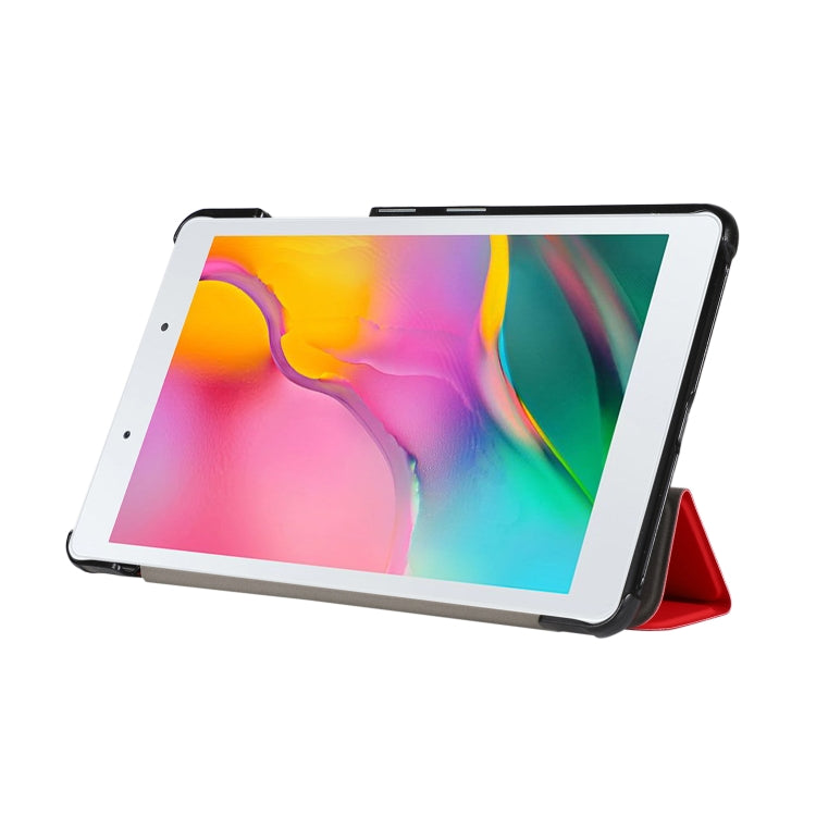 For Samsung Galaxy Tab A7 Lite 8.4 T220/225 3-folding Skin Texture Horizontal Flip TPU + PU Leather Case with Holder