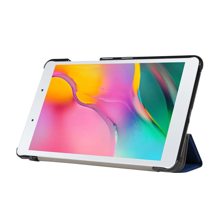 For Samsung Galaxy Tab A7 Lite 8.4 T220/225 3-folding Skin Texture Horizontal Flip TPU + PU Leather Case with Holder
