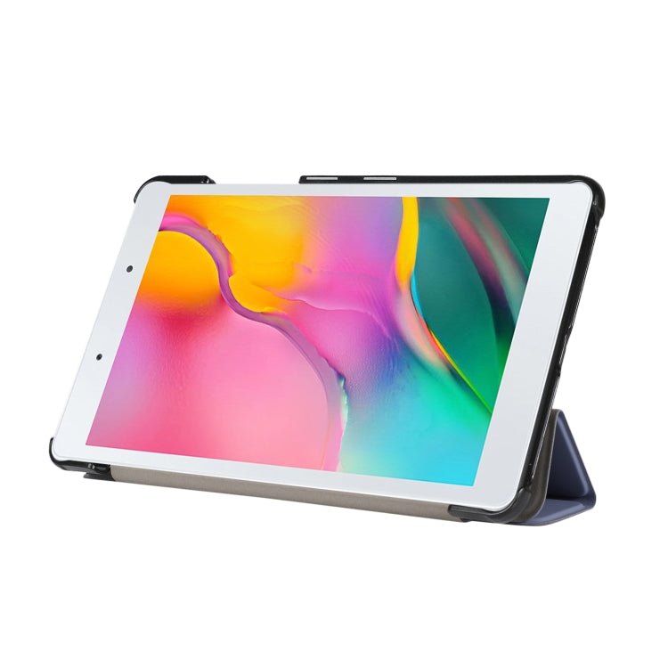 For Samsung Galaxy Tab A7 Lite 8.4 T220/225 3-folding Skin Texture Horizontal Flip TPU + PU Leather Case with Holder