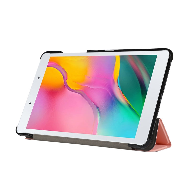 For Samsung Galaxy Tab A7 Lite 8.4 T220/225 3-folding Skin Texture Horizontal Flip TPU + PU Leather Case with Holder