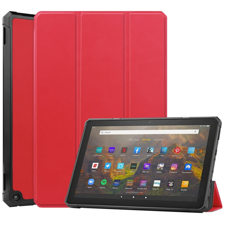 For Amazon Kindle Fire HD 10 2021 Custer Pattern Pure Color TPU Smart Tablet Holster with Sleep Function & 3-Fold Holder