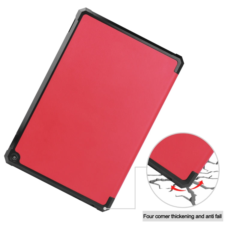 For Amazon Kindle Fire HD 10 2021 Custer Pattern Pure Color TPU Smart Tablet Holster with Sleep Function & 3-Fold Holder