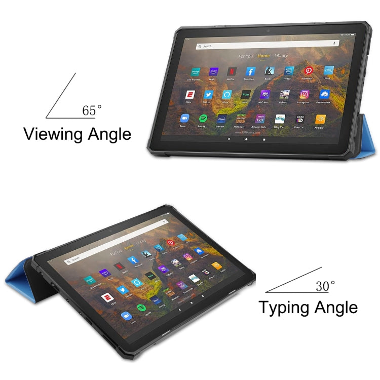 For Amazon Kindle Fire HD 10 2021 Custer Pattern Pure Color TPU Smart Tablet Holster with Sleep Function & 3-Fold Holder