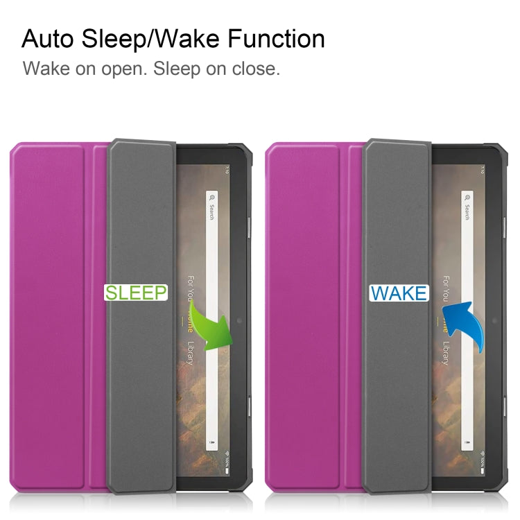 For Amazon Kindle Fire HD 10 2021 Custer Pattern Pure Color TPU Smart Tablet Holster with Sleep Function & 3-Fold Holder