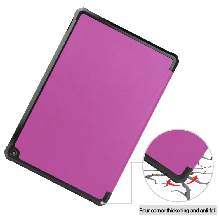 For Amazon Kindle Fire HD 10 2021 Custer Pattern Pure Color TPU Smart Tablet Holster with Sleep Function & 3-Fold Holder