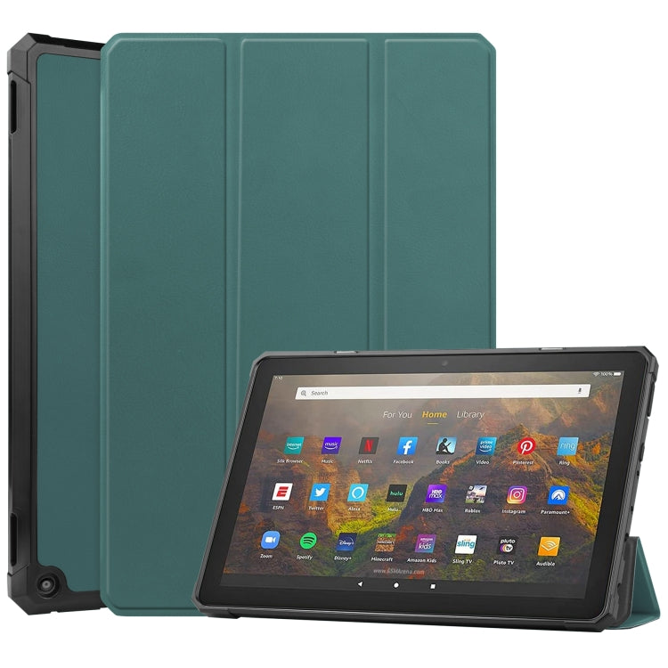 For Amazon Kindle Fire HD 10 2021 Custer Pattern Pure Color TPU Smart Tablet Holster with Sleep Function & 3-Fold Holder