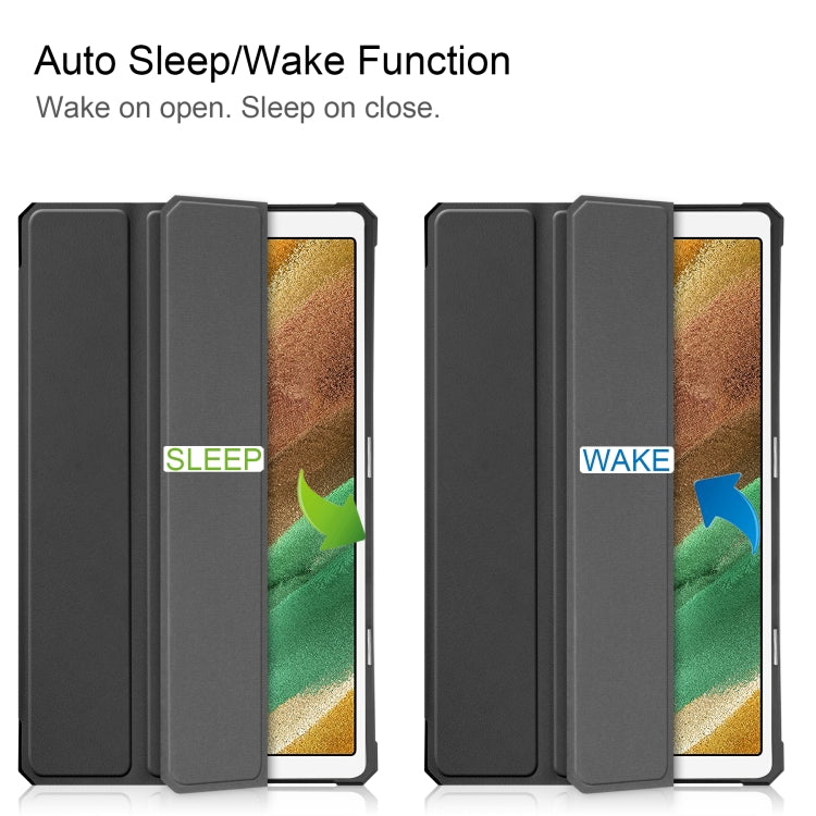 For Samsung Galaxy Tab A7 Lite T220 / T225 Custer Pattern Pure Color TPU Smart Tablet Holster with Sleep Function & 3-Fold Holder