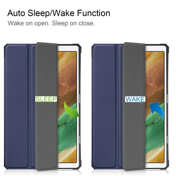 For Samsung Galaxy Tab A7 Lite T220 / T225 Custer Pattern Pure Color TPU Smart Tablet Holster with Sleep Function & 3-Fold Holder