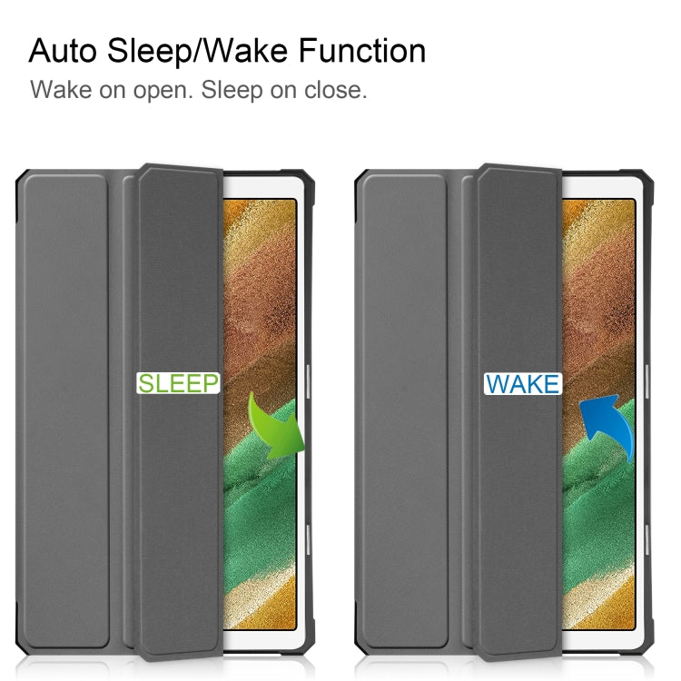For Samsung Galaxy Tab A7 Lite T220 / T225 Custer Pattern Pure Color TPU Smart Tablet Holster with Sleep Function & 3-Fold Holder