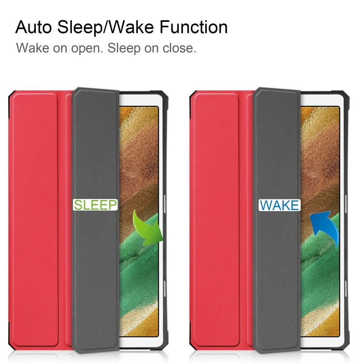For Samsung Galaxy Tab A7 Lite T220 / T225 Custer Pattern Pure Color TPU Smart Tablet Holster with Sleep Function & 3-Fold Holder