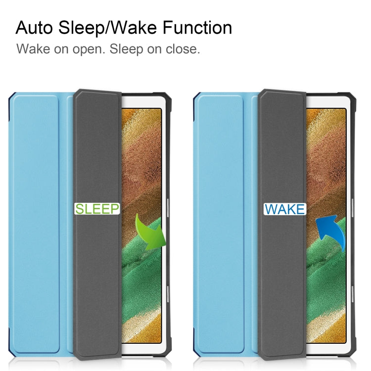 For Samsung Galaxy Tab A7 Lite T220 / T225 Custer Pattern Pure Color TPU Smart Tablet Holster with Sleep Function & 3-Fold Holder