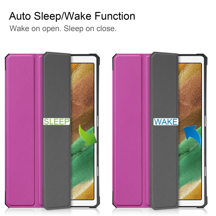 For Samsung Galaxy Tab A7 Lite T220 / T225 Custer Pattern Pure Color TPU Smart Tablet Holster with Sleep Function & 3-Fold Holder