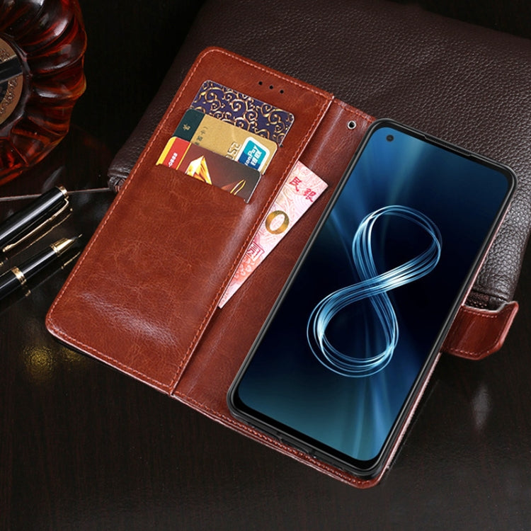 For Asus Zenfone 8 ZS590KS idewei Crazy Horse Texture Horizontal Flip Leather Case with Holder & Card Slots & Wallet