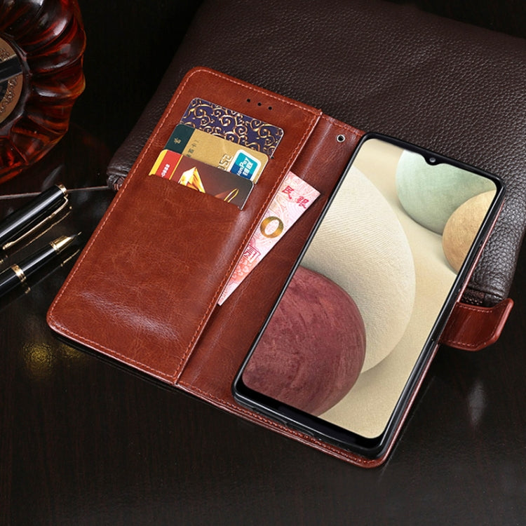For Samsung Galaxy F12 idewei Crazy Horse Texture Horizontal Flip Leather Case with Holder & Card Slots & Wallet