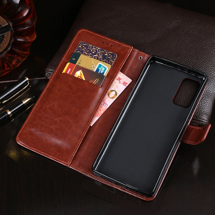 For Samsung Galaxy F52 5G idewei Crazy Horse Texture Horizontal Flip Leather Case with Holder & Card Slots & Wallet