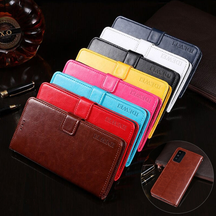 For Samsung Galaxy F52 5G idewei Crazy Horse Texture Horizontal Flip Leather Case with Holder & Card Slots & Wallet