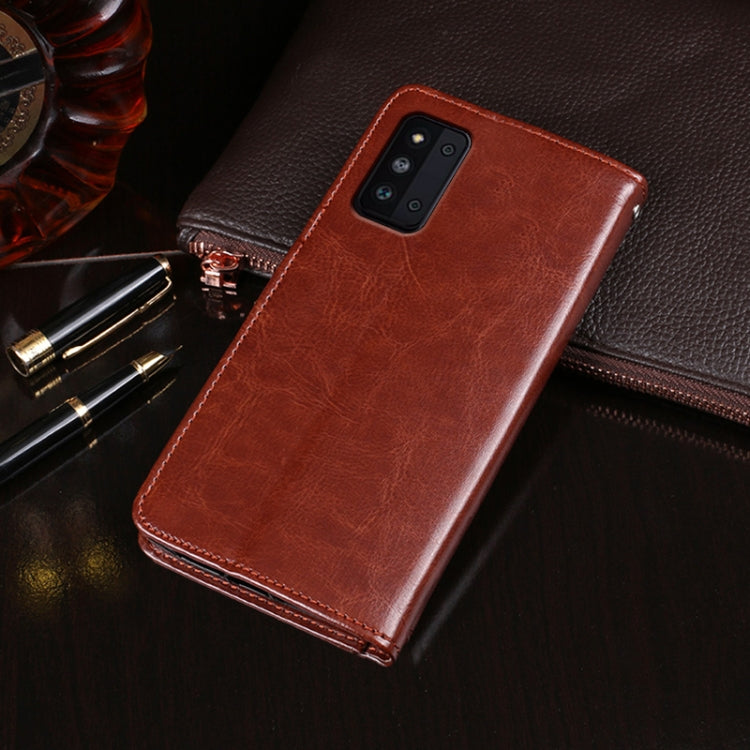 For Samsung Galaxy F52 5G idewei Crazy Horse Texture Horizontal Flip Leather Case with Holder & Card Slots & Wallet