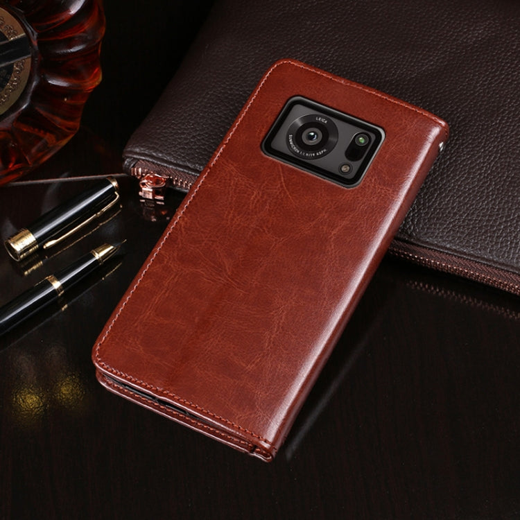 For Sharp Aquos R6 idewei Crazy Horse Texture Horizontal Flip Leather Case with Holder & Card Slots & Wallet