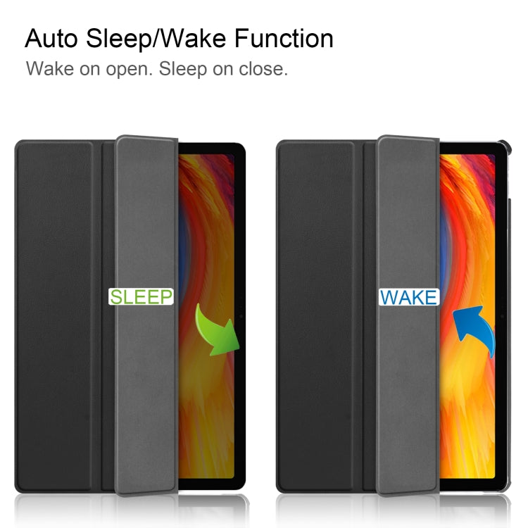 For Lenovo Pad Plus 11 2021 Custer Pattern Pure Color Horizontal Flip Leather Case with Sleep Function & Three-folding Holder