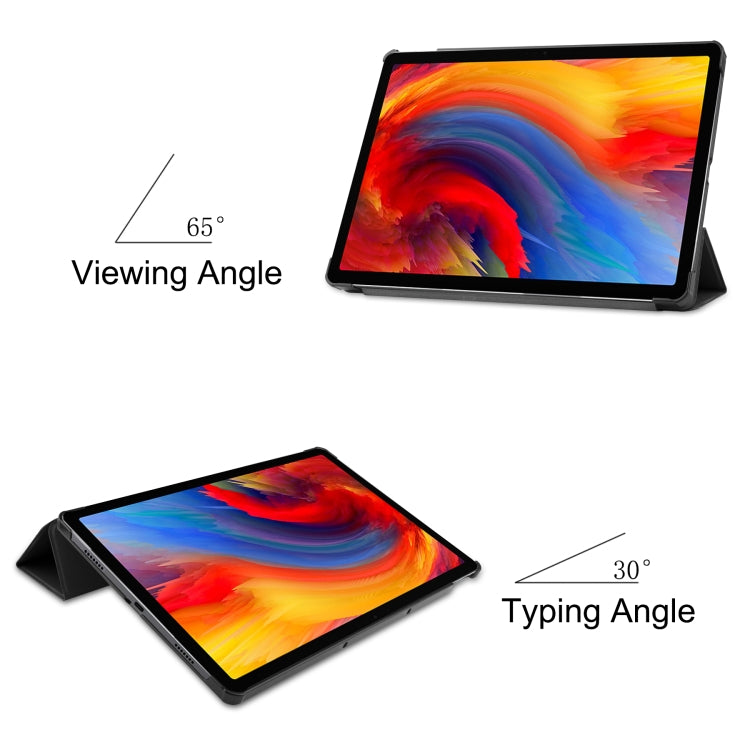 For Lenovo Pad Plus 11 2021 Custer Pattern Pure Color Horizontal Flip Leather Case with Sleep Function & Three-folding Holder
