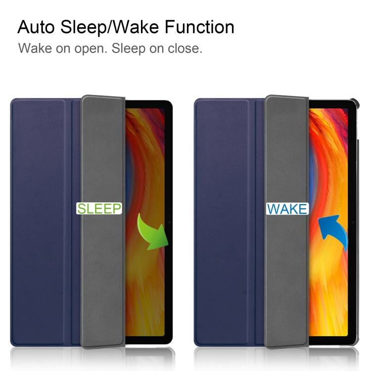 For Lenovo Pad Plus 11 2021 Custer Pattern Pure Color Horizontal Flip Leather Case with Sleep Function & Three-folding Holder