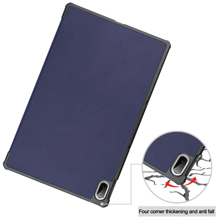 For Lenovo Pad Plus 11 2021 Custer Pattern Pure Color Horizontal Flip Leather Case with Sleep Function & Three-folding Holder