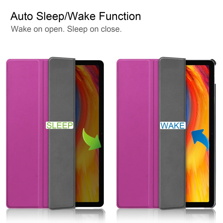 For Lenovo Pad Plus 11 2021 Custer Pattern Pure Color Horizontal Flip Leather Case with Sleep Function & Three-folding Holder