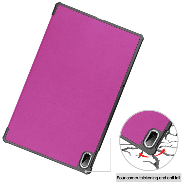 For Lenovo Pad Plus 11 2021 Custer Pattern Pure Color Horizontal Flip Leather Case with Sleep Function & Three-folding Holder