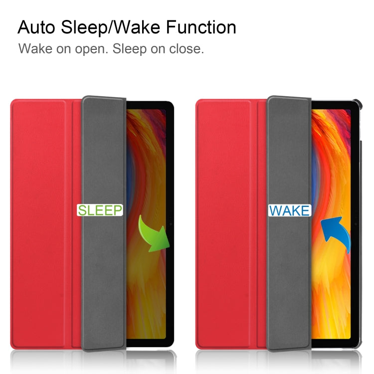 For Lenovo Pad Plus 11 2021 Custer Pattern Pure Color Horizontal Flip Leather Case with Sleep Function & Three-folding Holder