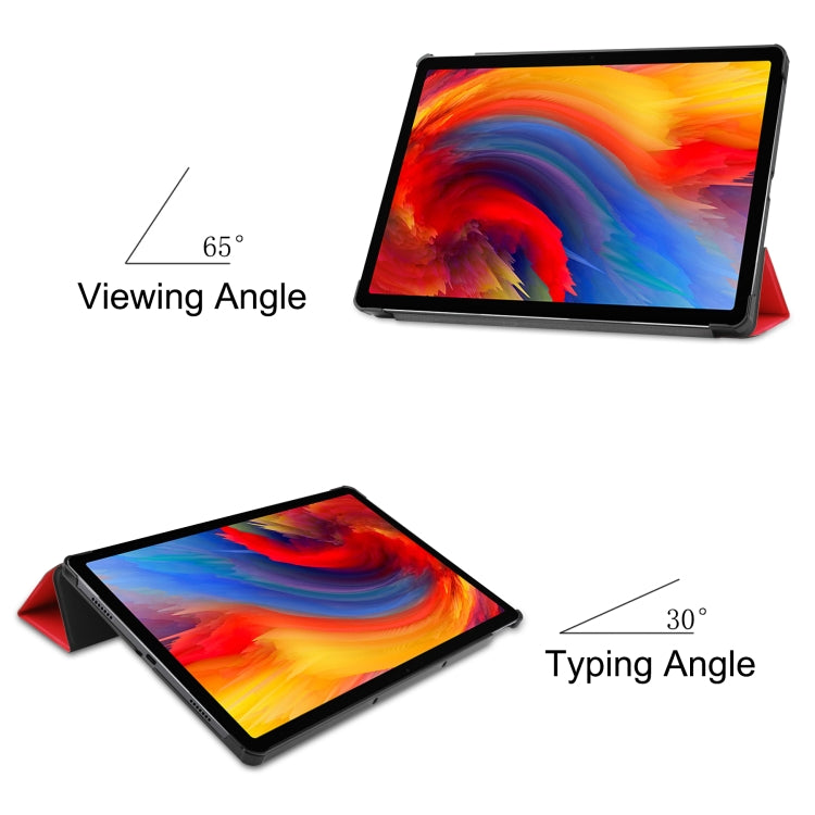 For Lenovo Pad Plus 11 2021 Custer Pattern Pure Color Horizontal Flip Leather Case with Sleep Function & Three-folding Holder