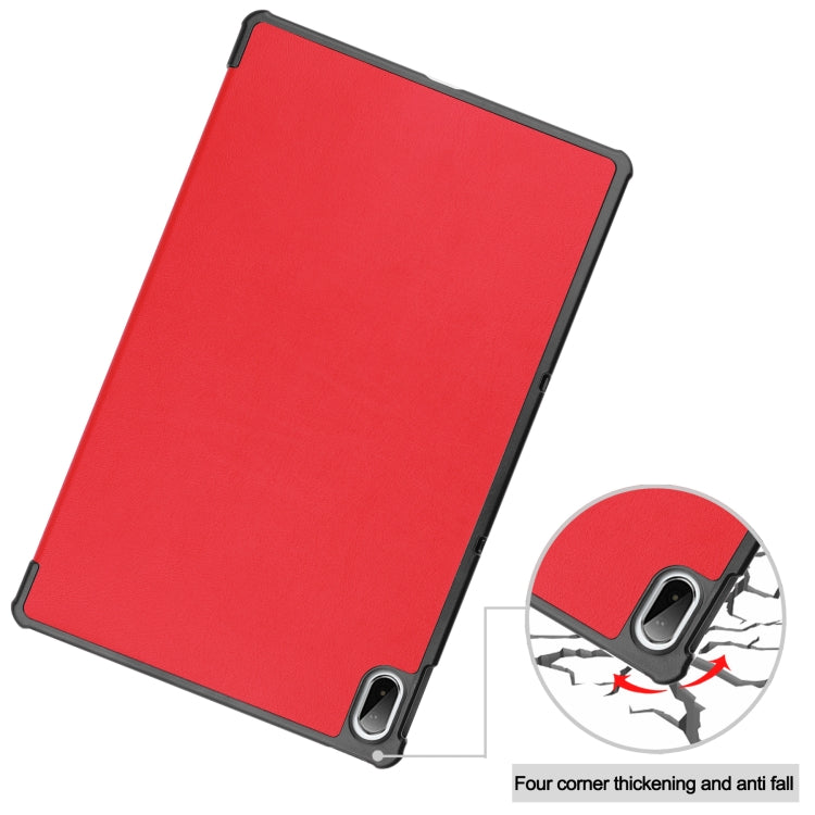 For Lenovo Pad Plus 11 2021 Custer Pattern Pure Color Horizontal Flip Leather Case with Sleep Function & Three-folding Holder