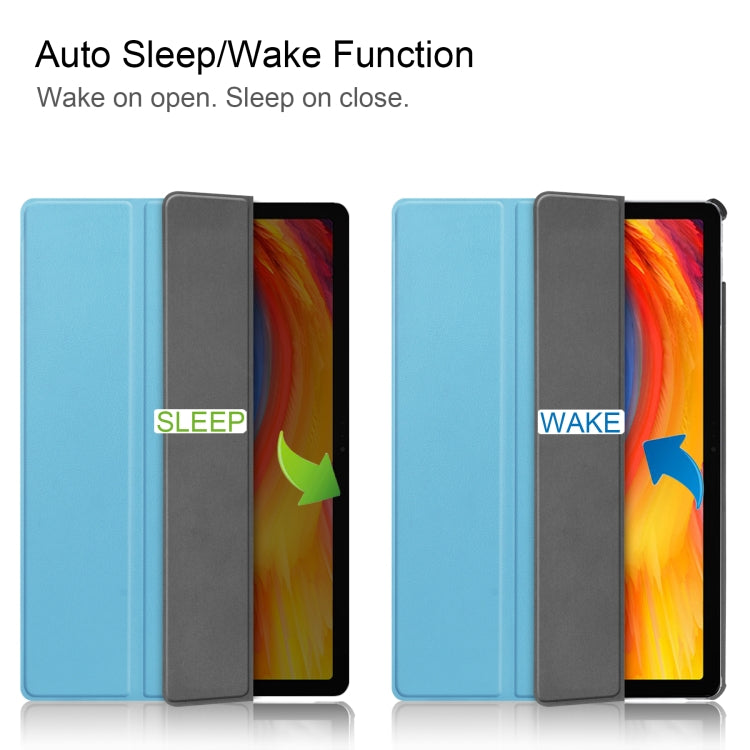 For Lenovo Pad Plus 11 2021 Custer Pattern Pure Color Horizontal Flip Leather Case with Sleep Function & Three-folding Holder