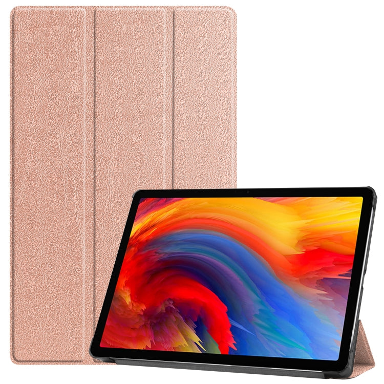 For Lenovo Pad Plus 11 2021 Custer Pattern Pure Color Horizontal Flip Leather Case with Sleep Function & Three-folding Holder