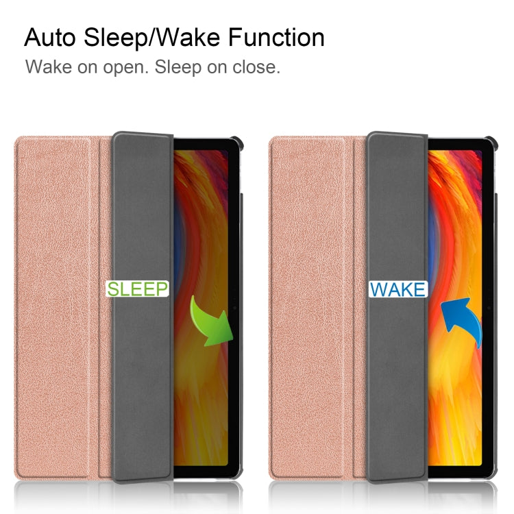 For Lenovo Pad Plus 11 2021 Custer Pattern Pure Color Horizontal Flip Leather Case with Sleep Function & Three-folding Holder