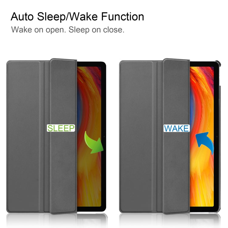 For Lenovo Pad Plus 11 2021 Custer Pattern Pure Color Horizontal Flip Leather Case with Sleep Function & Three-folding Holder
