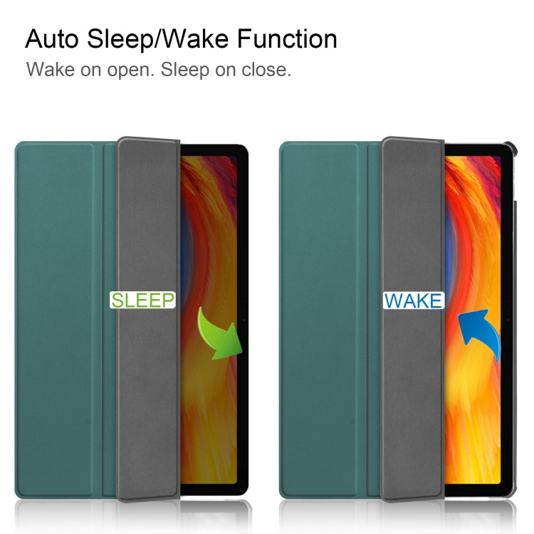 For Lenovo Pad Plus 11 2021 Custer Pattern Pure Color Horizontal Flip Leather Case with Sleep Function & Three-folding Holder