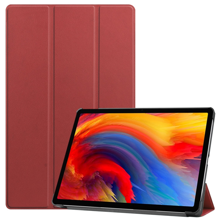 For Lenovo Pad Plus 11 2021 Custer Pattern Pure Color Horizontal Flip Leather Case with Sleep Function & Three-folding Holder