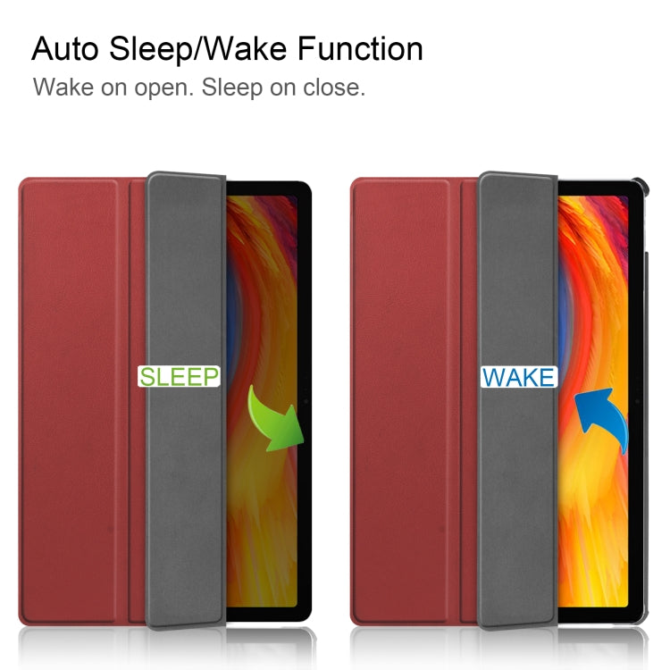 For Lenovo Pad Plus 11 2021 Custer Pattern Pure Color Horizontal Flip Leather Case with Sleep Function & Three-folding Holder
