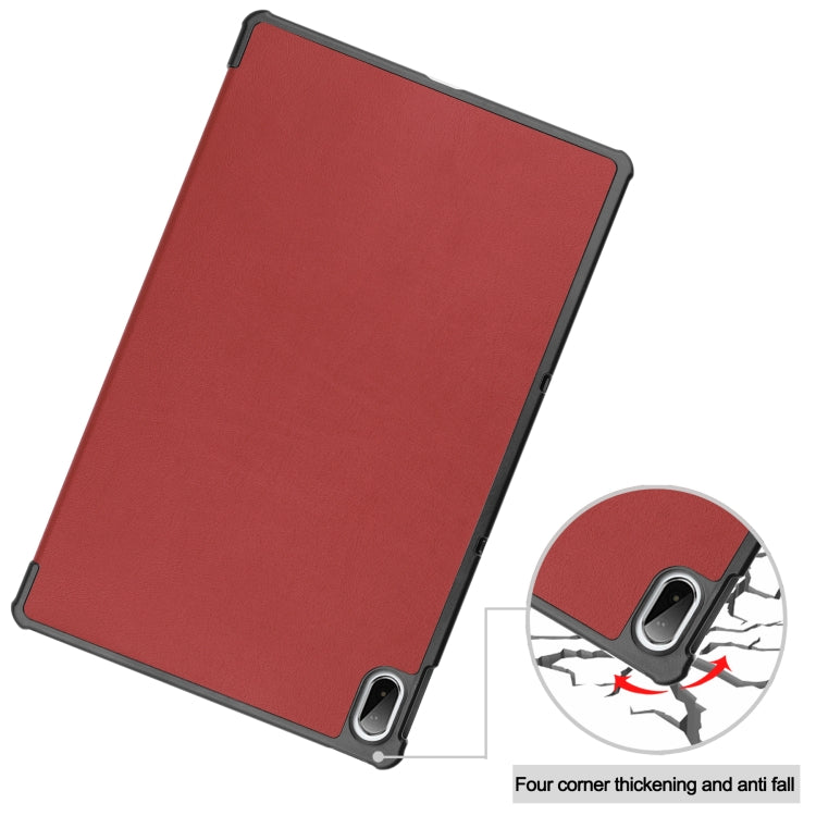 For Lenovo Pad Plus 11 2021 Custer Pattern Pure Color Horizontal Flip Leather Case with Sleep Function & Three-folding Holder
